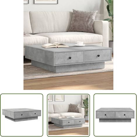 The Living Store Table basse Gris béton 90x90x28 cm Aggloméré - Table Basse - Meuble Salon - Table D'appoint - Table Industrielle - Table Rangement (1/5)