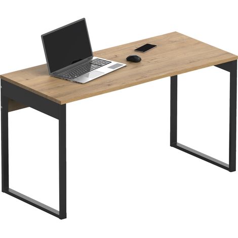 Briebe Smuk Escritorio Mesa de Ordenador Oficina Estudio, Patas Estructura Metálica Industrial 76x135x60cm  Madera