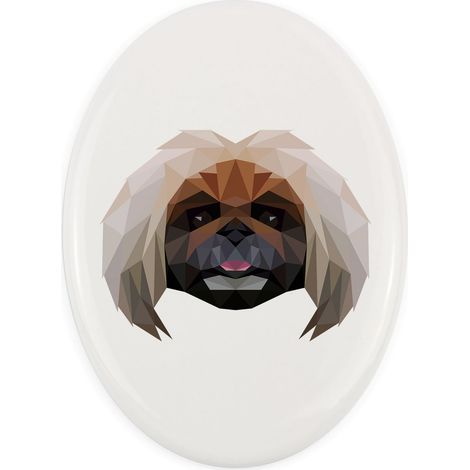 Pechinese - una piastrella geometrica con foto e iscrizione di Art-Dog (1/4)