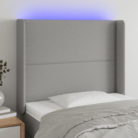 Tête de lit à LED - Design industriel - Pour Lit adulte - Gris clair 103x16x118/128 cm Tissu Chic-840558 (1/5)