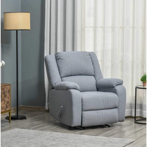 Sillón relax TV reclinable con bolsillo lateral, poliéster gris claro, 87 x 96 x 98 cm (1/5)