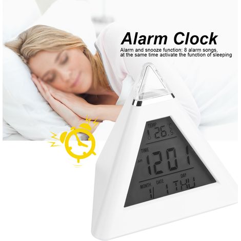 Digitaler LCD-Wecker mit wechselnder LED, Thermometer und Nachtlicht fürs Büro (1/5)