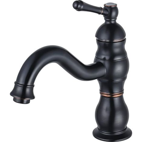 Robinet de salle de bain noir vintage à rotation à 360 ° - Mitigeur de lavabo - Robinet de salle de bain à levier unique en laiton (1/5)