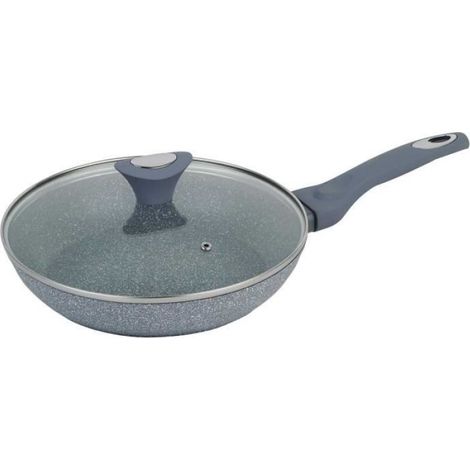 Poêle À Frire - 24 Cm - Revêtement Granit - Couvercle Verre Inclus - Compatible Induction (1/2)