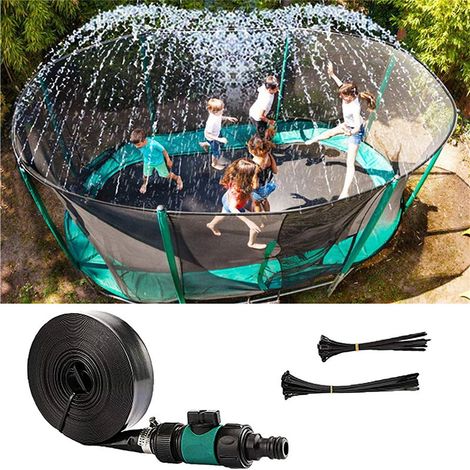 Arroseur trampoline 12m, jeu d'eau pour enfants, accessoire jardin été, amusement extérieur, bleu (1/5)
