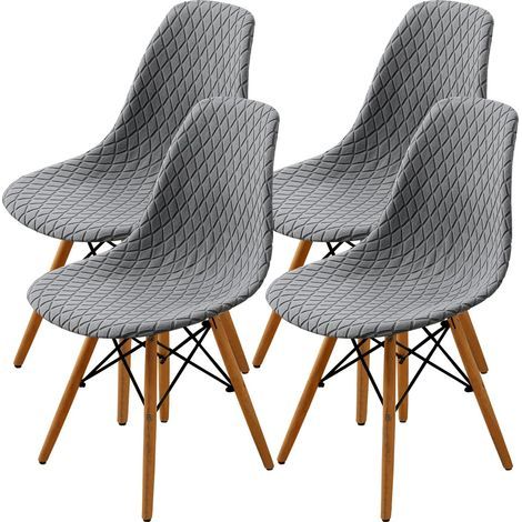 Dining Chair Cover Set 2/4/6, Fashionable Shell Medieval Modern Dining Room Seat Cover (Light Grey, 4 Pieces) (1/5)