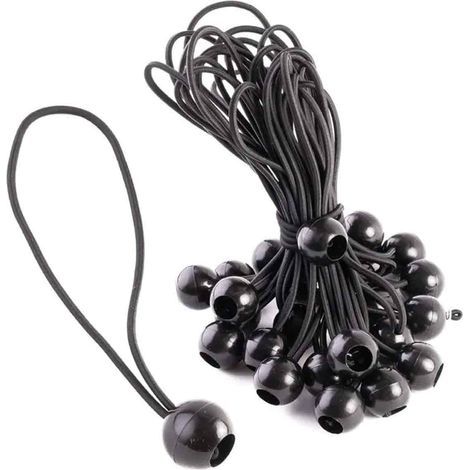 Lot de 25 tendeur élastique en caoutchouc avec crochet en boule - attache élastique idéal pour les tentes, les bâches, les (1/5)
