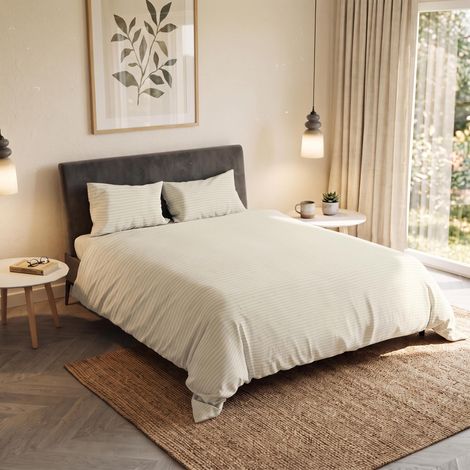 Housse de Couette Stripes, Polyester, Crème, 2 Places (1/5)