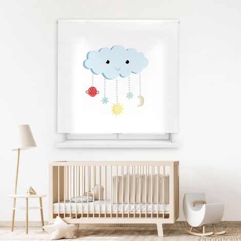 Blindecor Digitale  Tenda avvolgibile traslucida stampata  Famiglia dei bambini  Modello F-Nube Ciondolo  110 x 180 cm (larghezza per altezza) Dimensioni del tessuto 106 x 175 cm  Tende per (1/5)