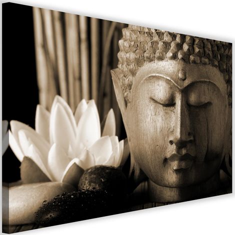 Tableau sur toile Bouddha et fleur de lys Marron 60x40 (1/5)