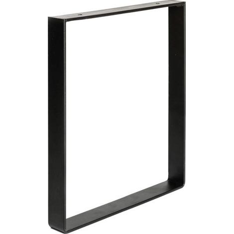 Pied de meuble rectangulaire en acier laqué noir mat – Hauteur 15 cm – Installation simple sur tables et bureaux – Design moderne – REI (1/7)