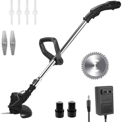 Désherbeur électrique 12 V, débroussailleuse sans fil avec perche réglable et alimentée par piles, léger et silencieux, pliable 3 en 1 pour une utilisation en extérieur, jardin et cour (1/5)