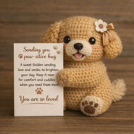 New Crochet Dog Emotional Companion Puppy Emotional Companion Card - Golden Retriever -