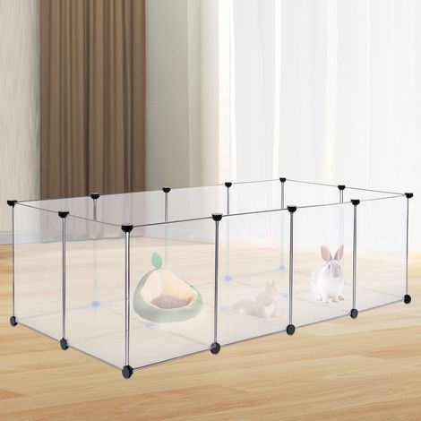 Yongqing – Parc pour lapin et petits animaux – 20 panneaux en plastique 45x35cm – Clôture personnalisable – Bords arrondis et antidérapants