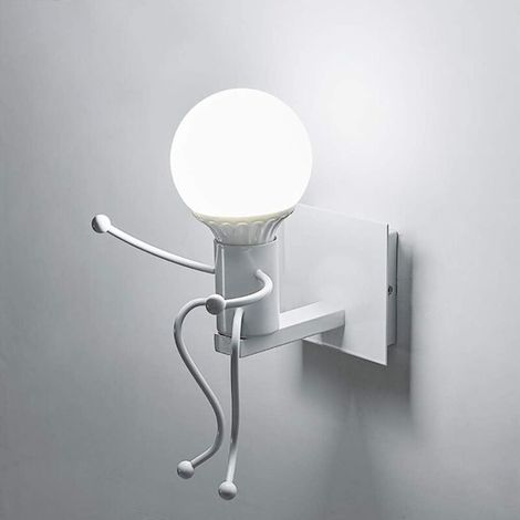 Applique Murale Créative Vintage, Lampe Murale en Fer Rétro, Décoration Artistique E27 pour Bar, Chambre, Cuisine, Salle à Manger, Café, Couloir - 1 Pièce - Blanc - Ampoule Non Incluse (1/5)