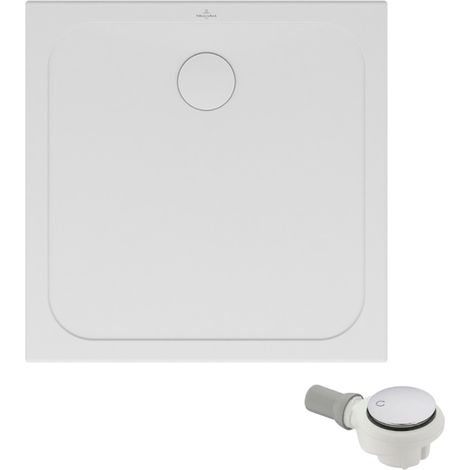 Receveur de douche antidérapant 80 x 80 VILLEROY ET BOCH Lifetime Plus Cerasoft céramique blanc + Bonde chromé