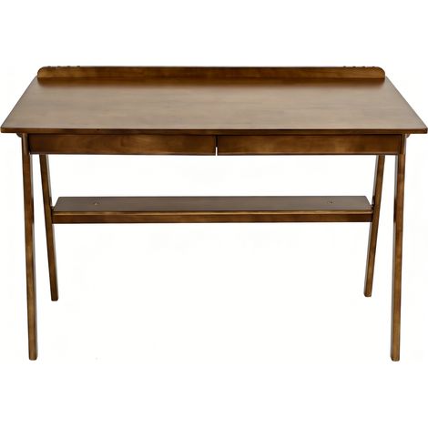 Scrivania in legno con 2 cassetti e ripiano inferiore, 120 x 60 x 75 cm, finitura noce (1/5)