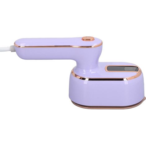 Mini fer à repasser portable et rotatif à 180° pour vêtements, idéal pour les voyages. Fer à vapeur avec réservoir d'eau de 100 ml pour repassage à sec ou humide. Couleur violette. Prise européenne 22