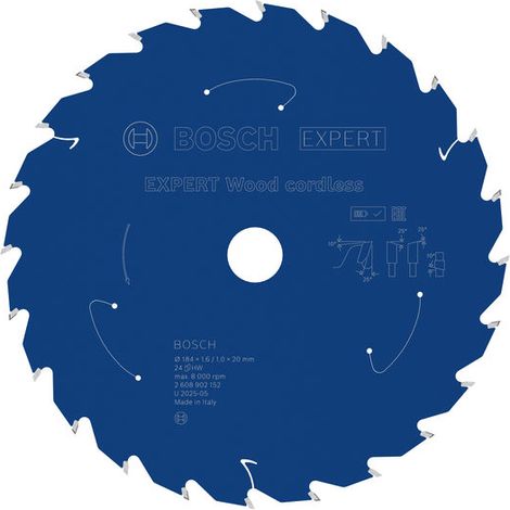 Bosch EXPERT Wood cordless Circular Saw Blade 184 x 1.6/1 x 20 mm T24 2608902152 (1/4)