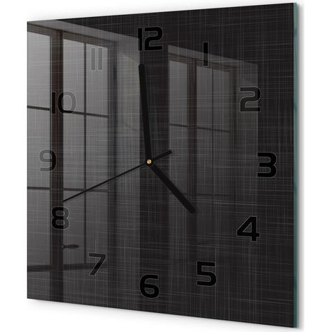 Horloge Murale Carrée Décoration Murale Verre Trempé Design Artistique Texture de lin 30x30 cm (1/5)
