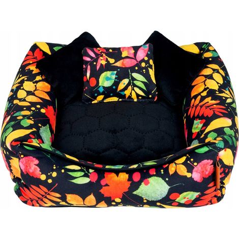 LETTO con cuscini CANI DI PICCOLA GAMMA 45x45x12 cm Ukory NERO con motivi (1/5)