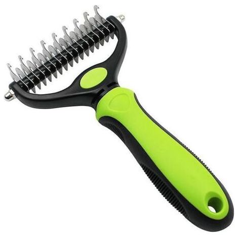 Brosse de toilettage pour animaux : Peigne à double face, utilisé pour retirer le sous-poil et toiletter les chiens et les chats, design élargi, vert, brosse de toilettage pour chiens, brosse pour ani (1/5)