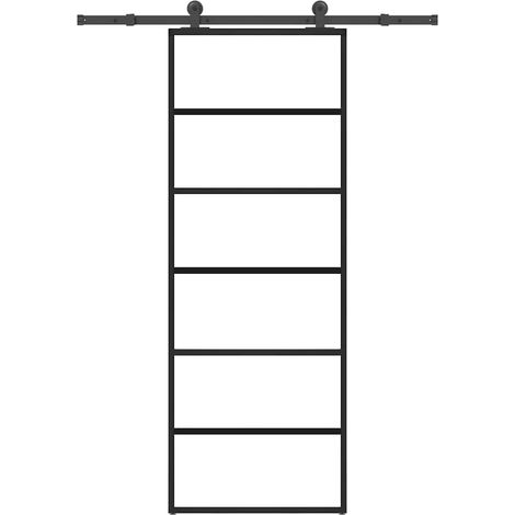 vidaXL Porta Scorrevole con Ferramenta 76x205cm Vetro ESG Alluminio (1/5)
