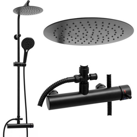 Brauseset - mit Brausebatterie - und Regenbrause - schwarz