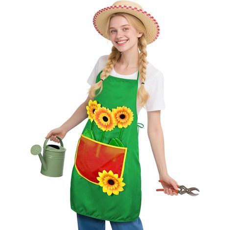 Tablier de Jardinier pour Adultes, Tablier Jardinier Tournesol avec Poche pour Homme et Femme pour Barbecue, Restaurant, Café, Jardinage Fête à Thème Carnaval