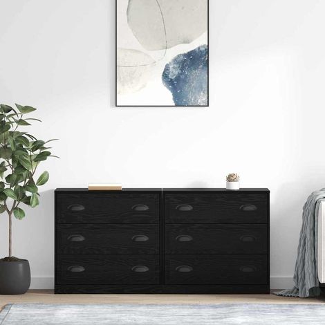 vidaXL  Sideboards  2 pcs Black Oak 70 x 35.5 x 67.5 cm Engineered Wood