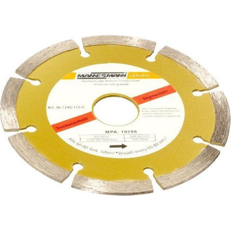 MANNESMANN M 1245-115 DISQUE DIAMANT DIAMÈTRE 115 MM SEGMENTS (1/2)