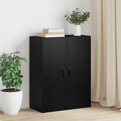 Armoire murale 2 portes avec étagères en bois d’ingénierie chêne noir 69,5 x 34 x 90 cm, 25.28kg - PANGIVO (1/5)