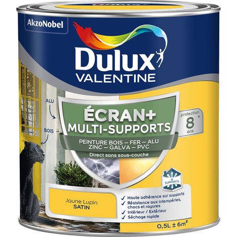 ECRAN+ MULTI-SUPPORTS EXTERIEURE - Peinture en Phase Aqueuse Éxtérieur - Satin Jaune Lupin 0,5 L - Dulux Valentine