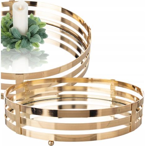 Vassoio dorato a specchio, decorativo, glamour, alzatina per torta da 25 cm (1/5)