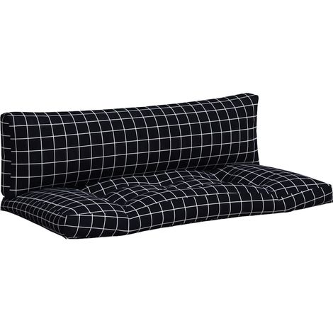 Coussins de palette lot de 2 motif à carreaux noir tissu Oxford (1/5)