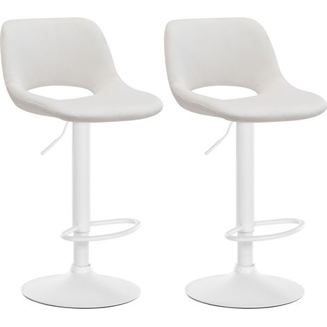 Set di 2 sgabelli da bar in velluto Camden crema Metallo bianco opaco