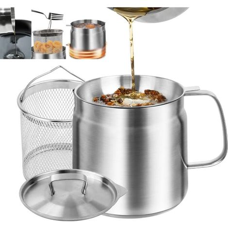 Pot à filtre à huile en acier inoxydable 1,5 L, récipient
