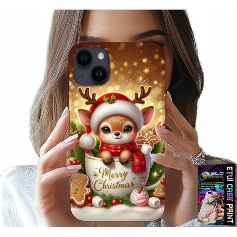 Custodia per iPhone 14 - renna, simpatico motivo natalizio con renne (1/5)