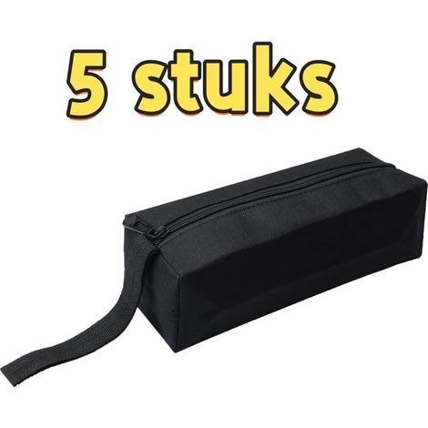 Set mit 5 wasserdichten Werkzeugtaschen aus Canvas mit Reißverschluss zur Aufbewahrung von Kleinteilen, schwarz (1/5)