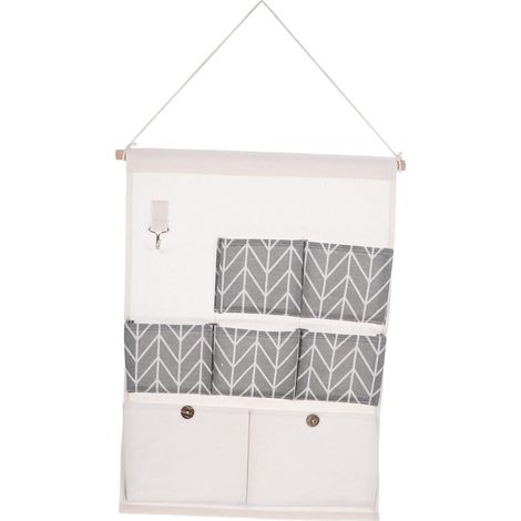 Organisateur De À Main Pochette De Rangement Murale pour Placard De Rangement pour Porte 2 Et 5 Petites Poches De Rangement Lin Et Coton Facile