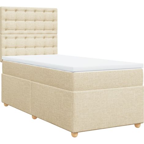 Maison Exclusive - Sommier à lattes de lit et matelas Crème 90x190 cm Tissu (1/5)