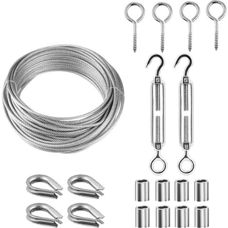 Kit de suspension pour luminaires décoratifs, câble en acier inoxydable, outil de suspension robuste pour luminaires décoratifs, pour une utilisation extérieure, de jardin et intérieure. (1/5)