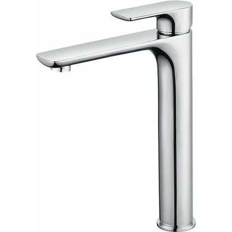 Designer-Waschtischmischer mit hohem Auslauf, großer Chrom-Badezimmer-Wasserhahn mit abnehmbarem Luftsprudler, Messing-Waschtisch-Wasserhahn, hoher Badezimmer-Wasserhahn