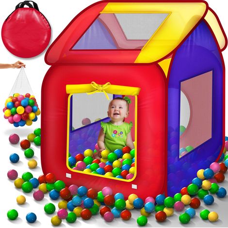 KIDUKU® Spielzelt + 200 Bälle + Tasche Kinderzelt Bällebad Haus Kinderspielzelt