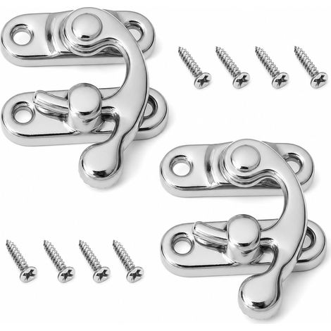 5 crochets à levier oscillant 27x32 mm, droit – Fermeture argentée en fer pour boîtes à bijoux, caisses en bois et projets DIY – Fermeture élégante pour boîte incl. 20 vis (1/5)