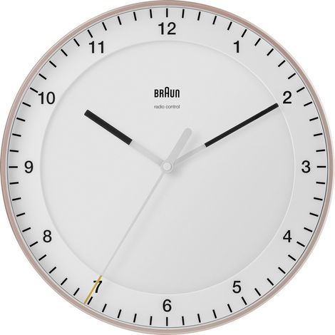 Horloge murale Braun 67110 radiopiloté(e) 330 mm rose, blanc