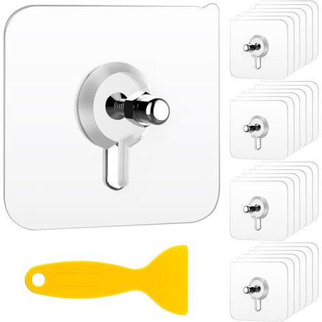 24 Pcs No-Drill Adhesive Picture Hanging Hooks, 5.75.7 cm, Adhesive Frame Hangers, No-Drill Picture Hanging, for Photos, Oil Paintings, Wall Decorations and Artwork (1/5)