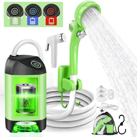 Douche de camping portable AUTOPkio, douche extérieure améliorée avec batterie rechargeable de 4500 mAh et pompe étanche IPX7 pour la plage, la randonnée et le lavage de voiture (1/5)