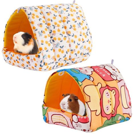 2 Pièces Cochon d'Inde,19 x 16 x 18 cm Maison Lapin Interieur,Maison Cochon d'Inde,Lit pour Lapin,Tissu en Coton,Hamster Warm Bed (1/5)