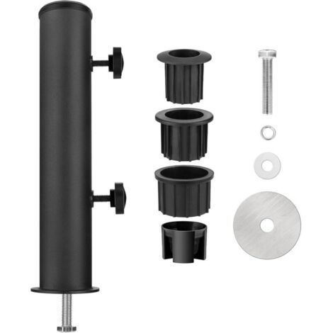 Support de parasol universel en granit pour extérieur, support robuste pour mât de drapeau en marbre, support de parasol de table, support de parasol à monter soi-même – Noir (1/4)